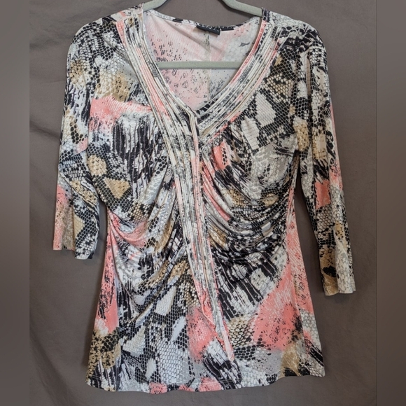 Tribal size small snakeskin V-Neck blouse - Picture 1 of 11